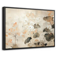 LEINWAND Bilder mit Rahmen - Blumen - Japandi - Wabi sabi - 30x20 - Sandfarben, Textil (30/20cm) - MuchoWow