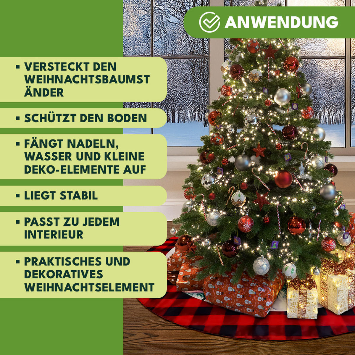 CHRISTBAUMDECKE Weihnachtsbaumdecke 80cm - Rot, Textil (80/1/80cm) - KRUMAD