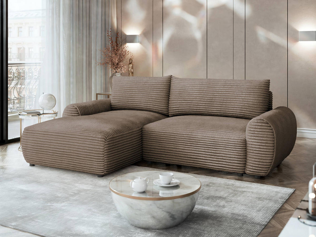 ECKSOFA Bello, Seite: Links - Hellbraun/Schwarz, Holz/Kunststoff (267/177cm) - MIRJAN24