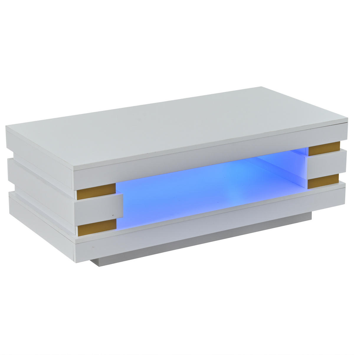 KLUBSKA miza, 100/50/35 cm bela, iverna plošča z LED osvetlitvijo - bela, leseni material (100/50/35cm) - BEAOK