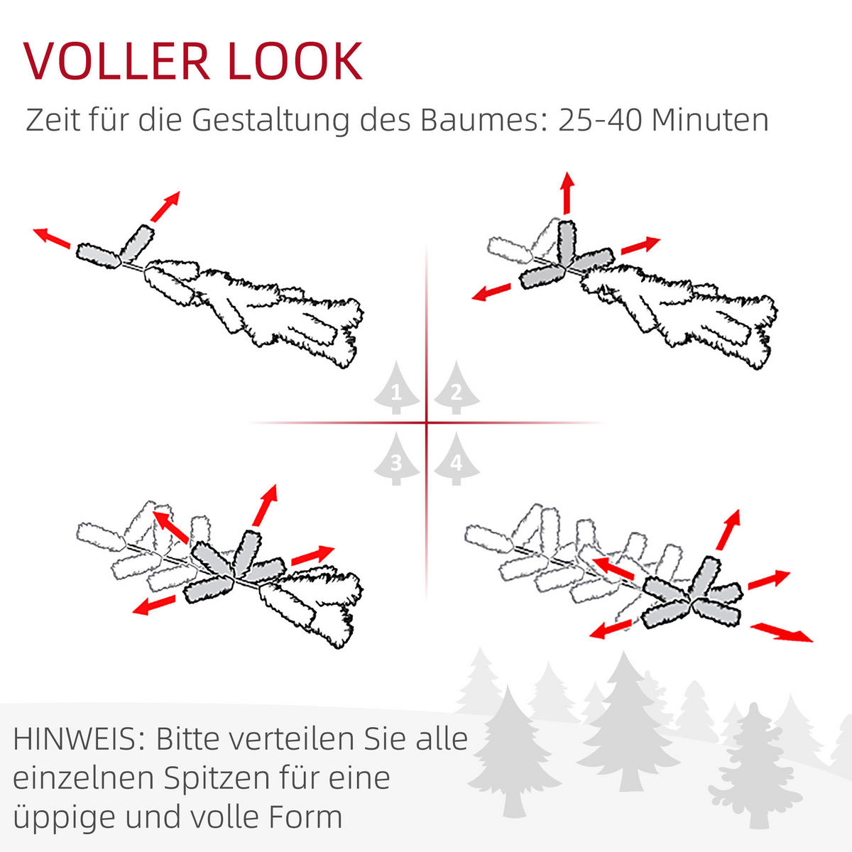 WEIHNACHTSBAUM DE-41545 Bleistift-Kiefernbaum 225 cm, Schnee - Grün, Kunststoff (225cm) - ComfortXL