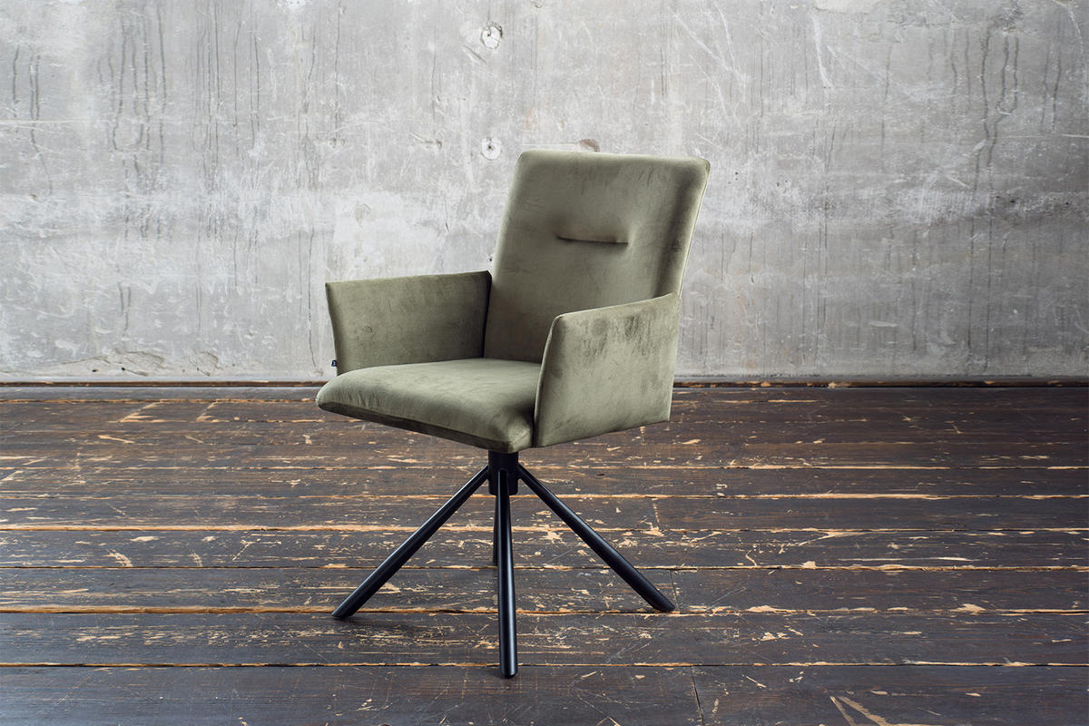 ESSZIMMERSTUHL KYRA Dunkelgrün Velvet - Dunkelgrün/Schwarz, Kunststoff/Textil (64/88/61cm) - KAWOLA