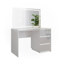 SCHMINKTISCH Marla Weiß Hochglanz 120 cm mit LED-Spiegel - Weiß Hochglanz, Holzwerkstoff (120/78.6/60cm) - Vicco