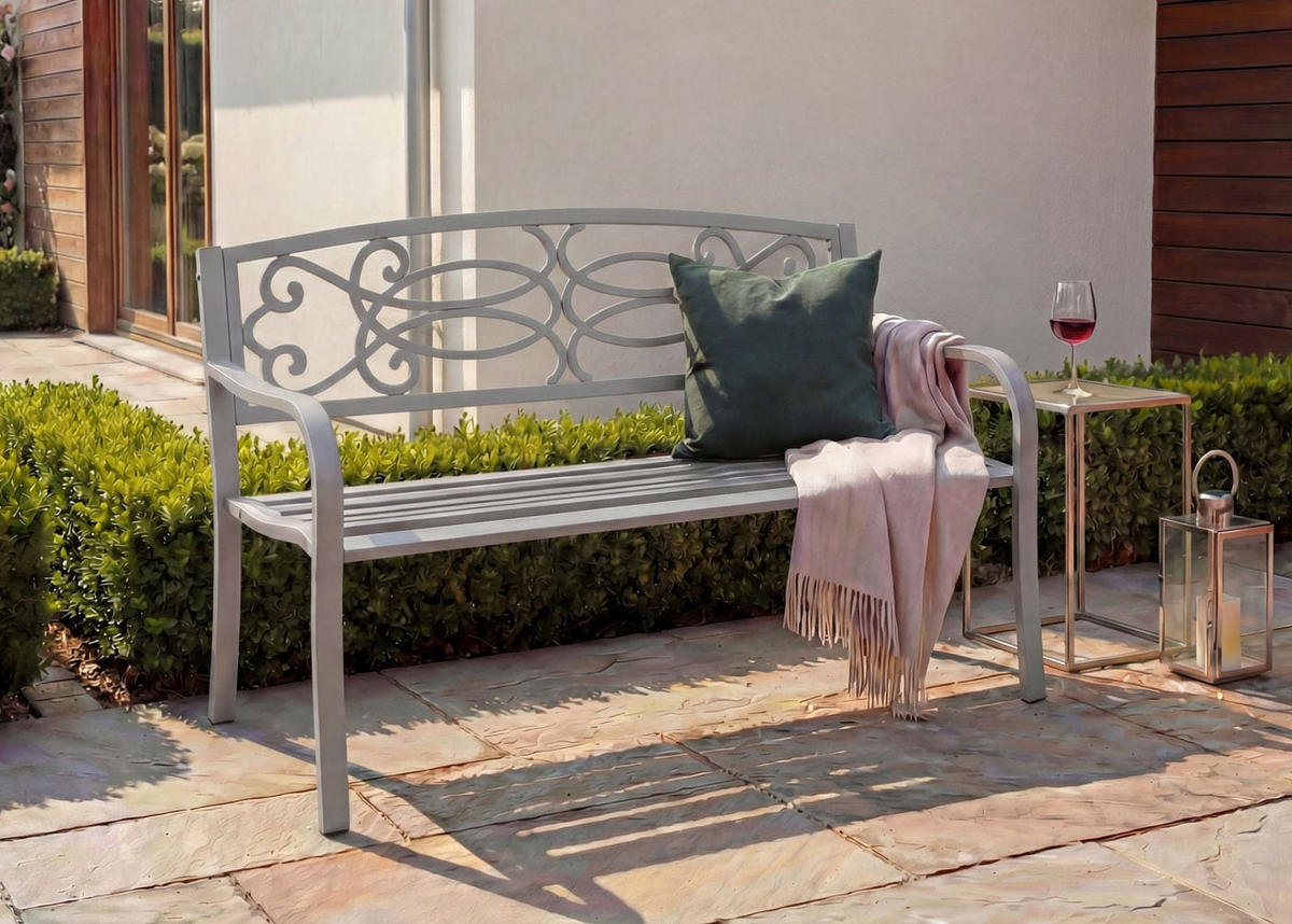 GARTENBANK Grau - Grau, Metall (127/87/58cm) - MCW