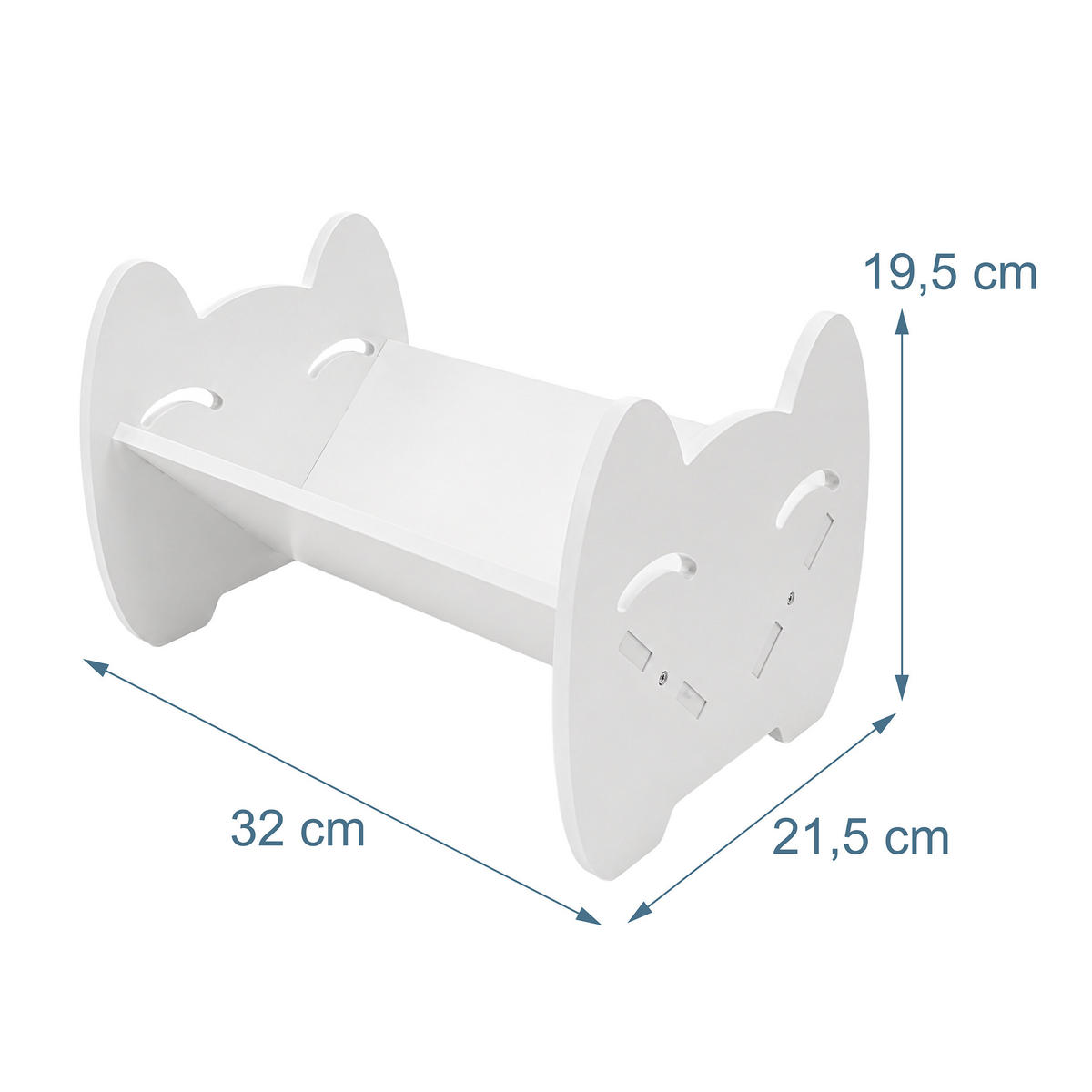 BÜCHERREGAL Weiß Kinder Katzendesign PVC 32 cm - Weiß, Kunststoff (32/19.5/21.5cm) - Relaxdays