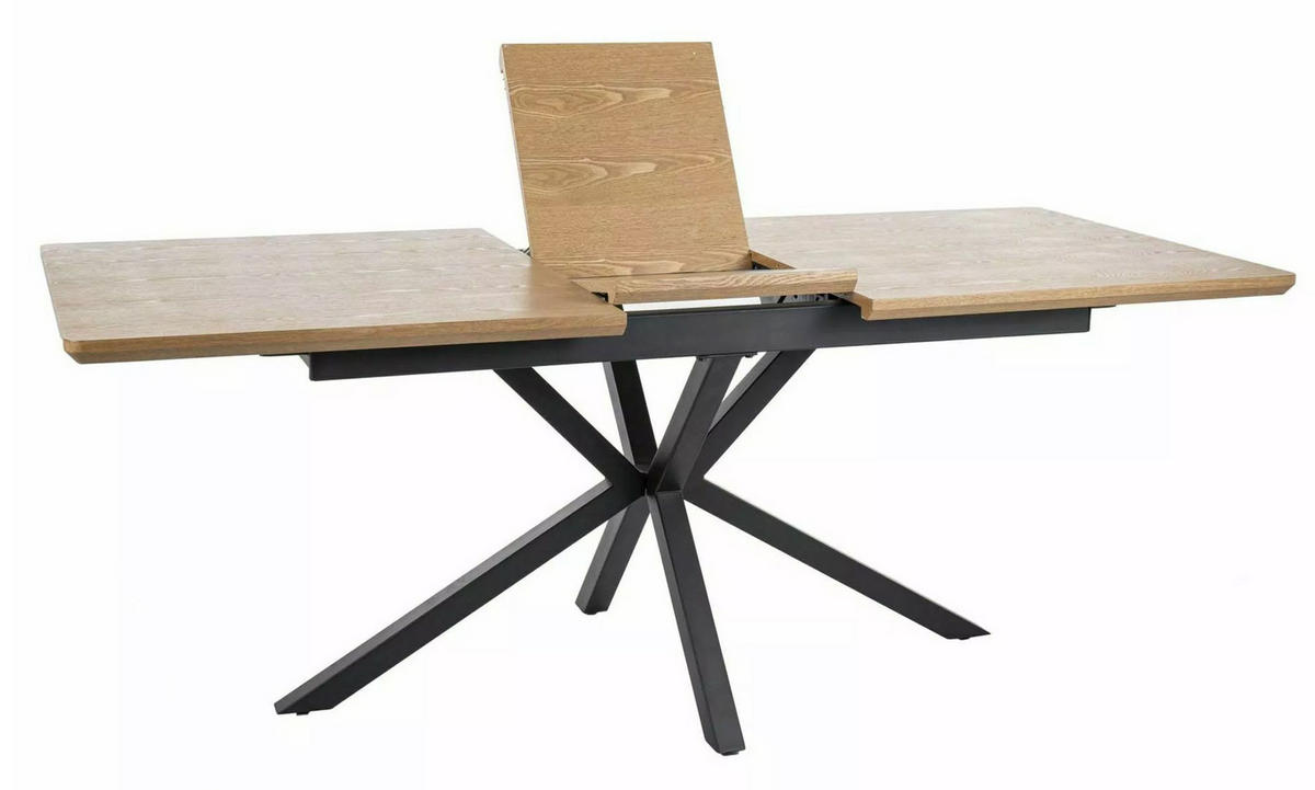 ESSTISCH Laguna Eiche Artisan / Schwarz 160-200 / 90 / 76cm - Eiche Artisan, Holz/Metall (90/200/76cm) - Feldmann-Wohnen