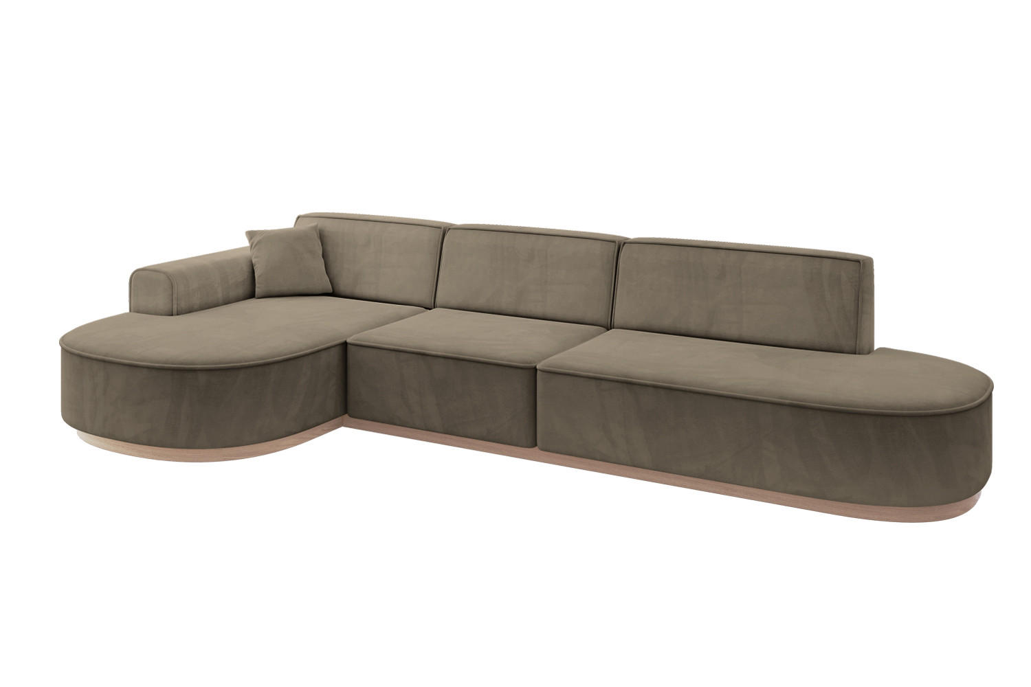ECKSOFA Ottomane Links MARI-L2-v1 - 328x171x83 cm Dunkelbraun Velours - Dunkelbraun, Holzwerkstoff/Textil (328/171cm) - ALTDECOR