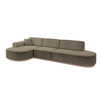 ECKSOFA Ottomane Links MARI-L2-v1 - 328x171x83 cm Dunkelbraun Velours - Dunkelbraun, Holzwerkstoff/Textil (328/171cm) - ALTDECOR