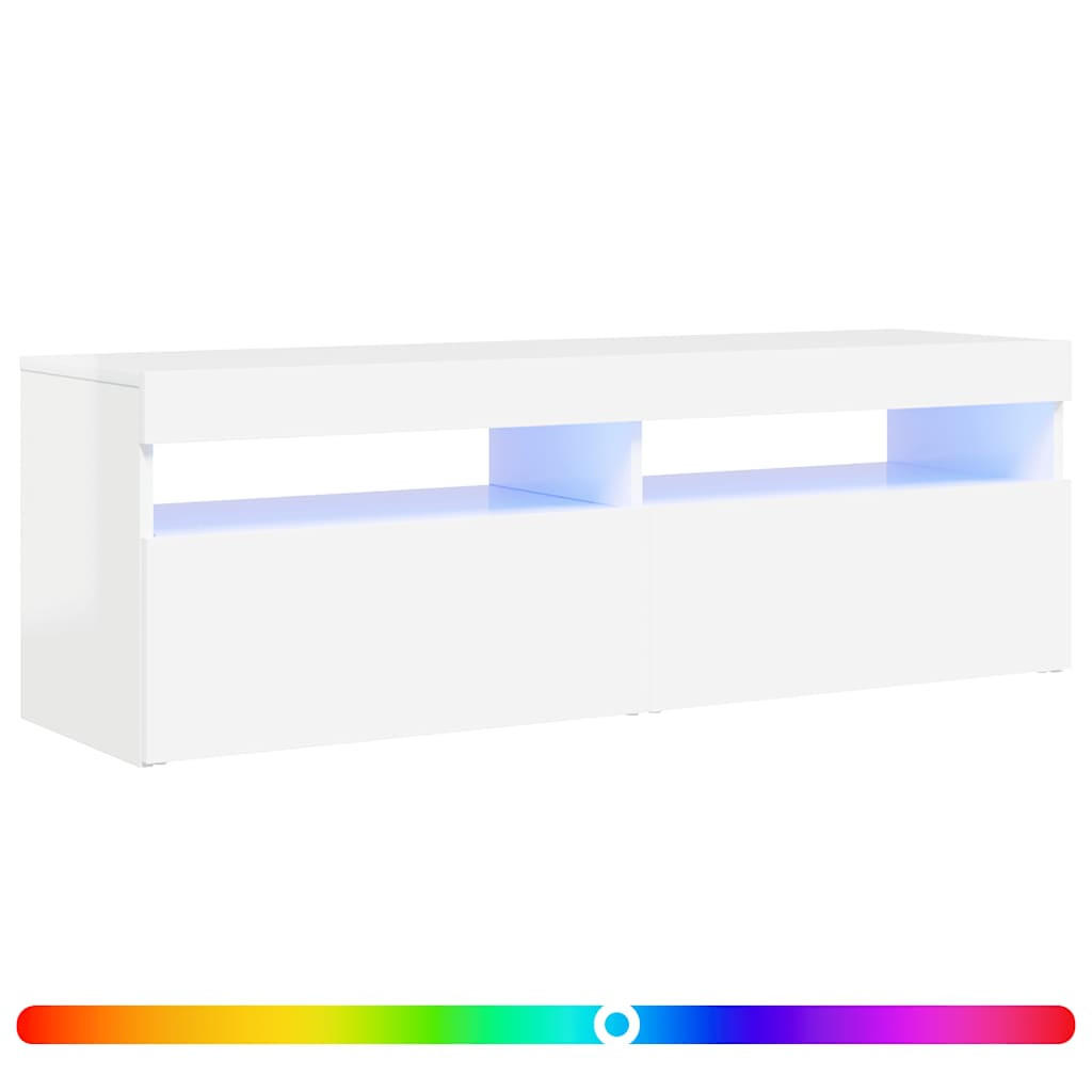 TV-SCHRANK Mit Led-Leuchten Hochglanz-Weiss 120/35/40 Cm - Weiß, Holzwerkstoff (35/40/60cm) - vidaXL