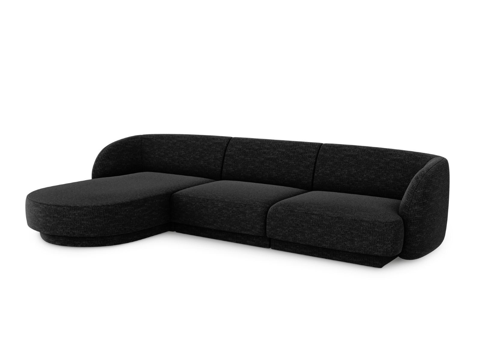 ECKSOFA links Miley aus Chenille-Stoff schwarz 4 Sitzplätze - Schwarz, Textil (156/255cm) - Micadoni