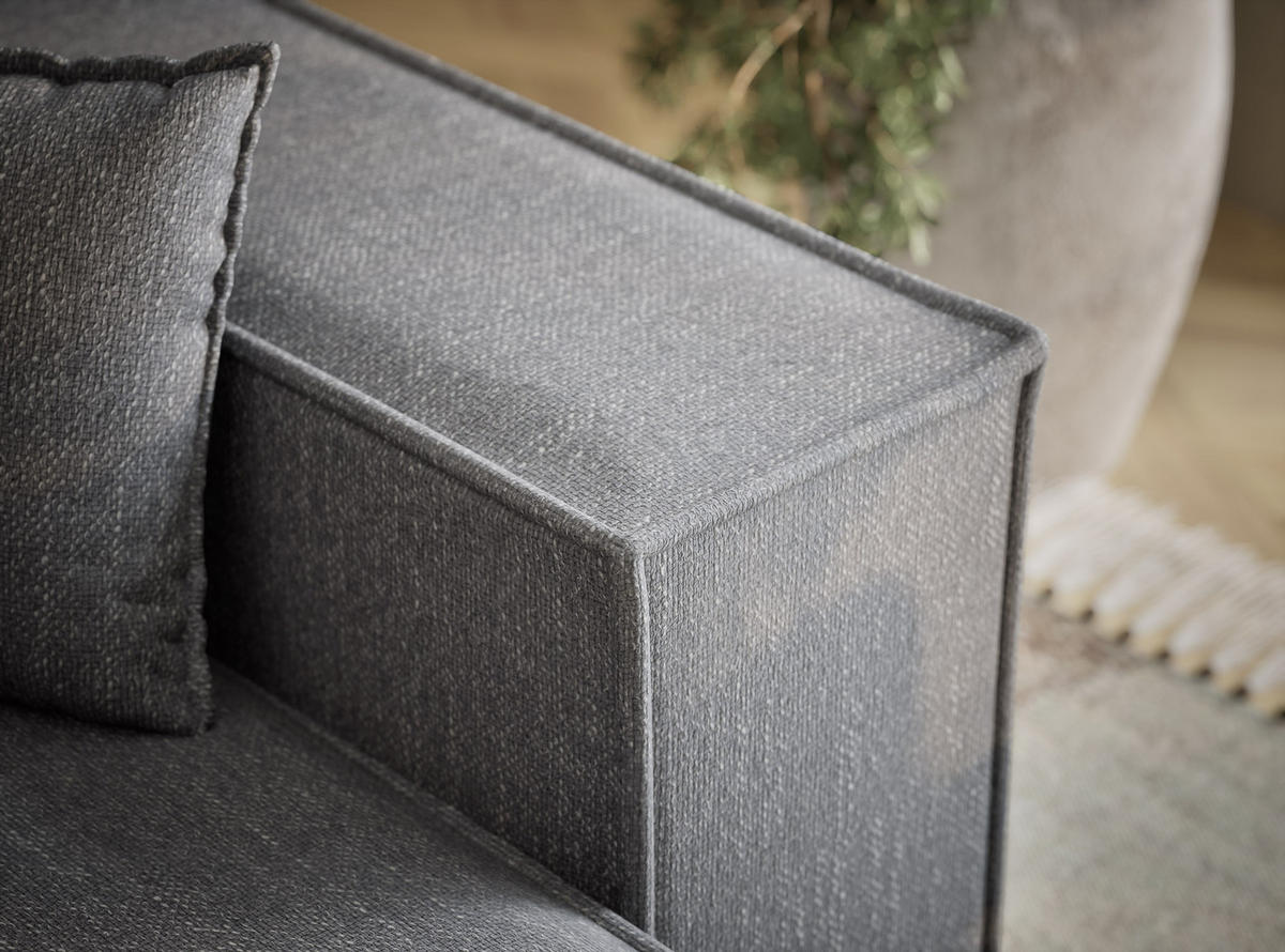 ECKSOFA MIT SCHLAFFUNKTION Moyo Grau Webstoff - Schwarz/Grau, Holz/Holzwerkstoff (255/148cm) - Maison de Reve