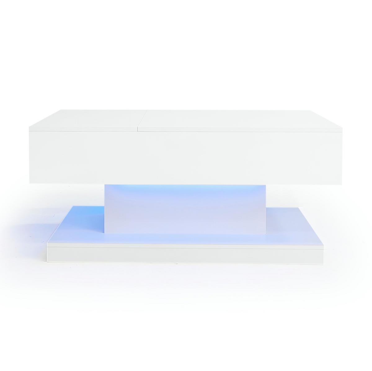 COUCHTISCH 100/50/45 cm weiß aus Spanplatte mit LED-Beleuchtung und Stauraum - Weiß, Holzwerkstoff (100/50/45cm) - OKMYHOME