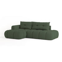ECKSOFA FLUMA L-S Grün Geflochtener Stoff mit Schlaffunktion - Grün, Holz (274/165cm) - MASSENO
