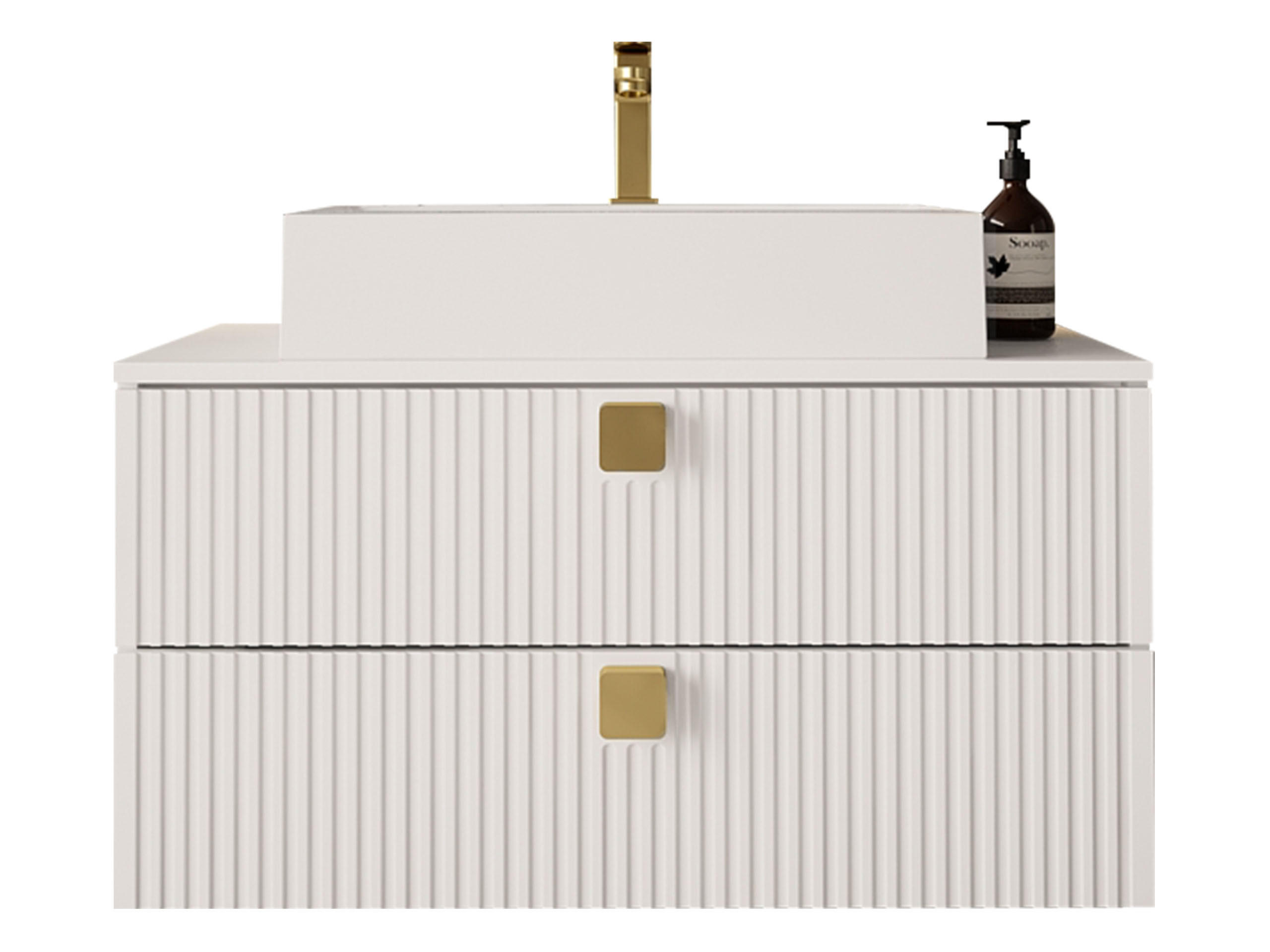 BADMÖBEL-SET Gariano 01 - Goldfarben/Weiß, Holzwerkstoff/Kunststoff (80/42/46cm) - MIRJAN24