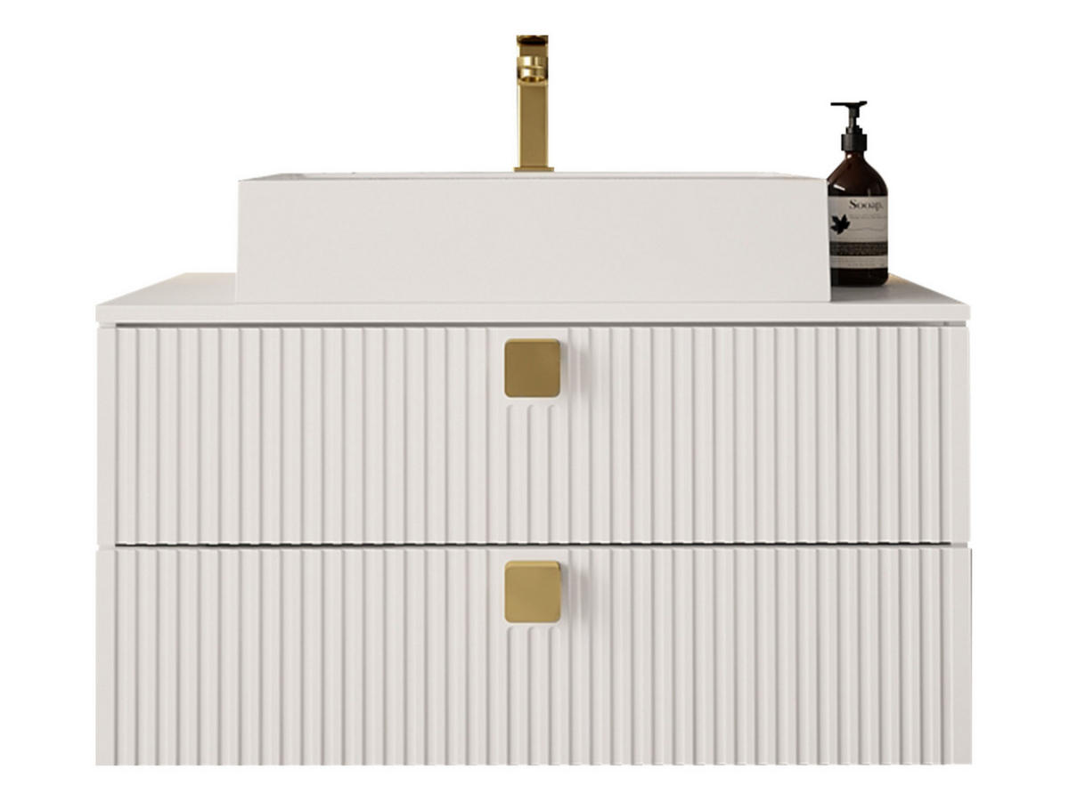 BADMÖBEL-SET Gariano 01 - Goldfarben/Weiß, Holzwerkstoff/Kunststoff (80/42/46cm) - MIRJAN24