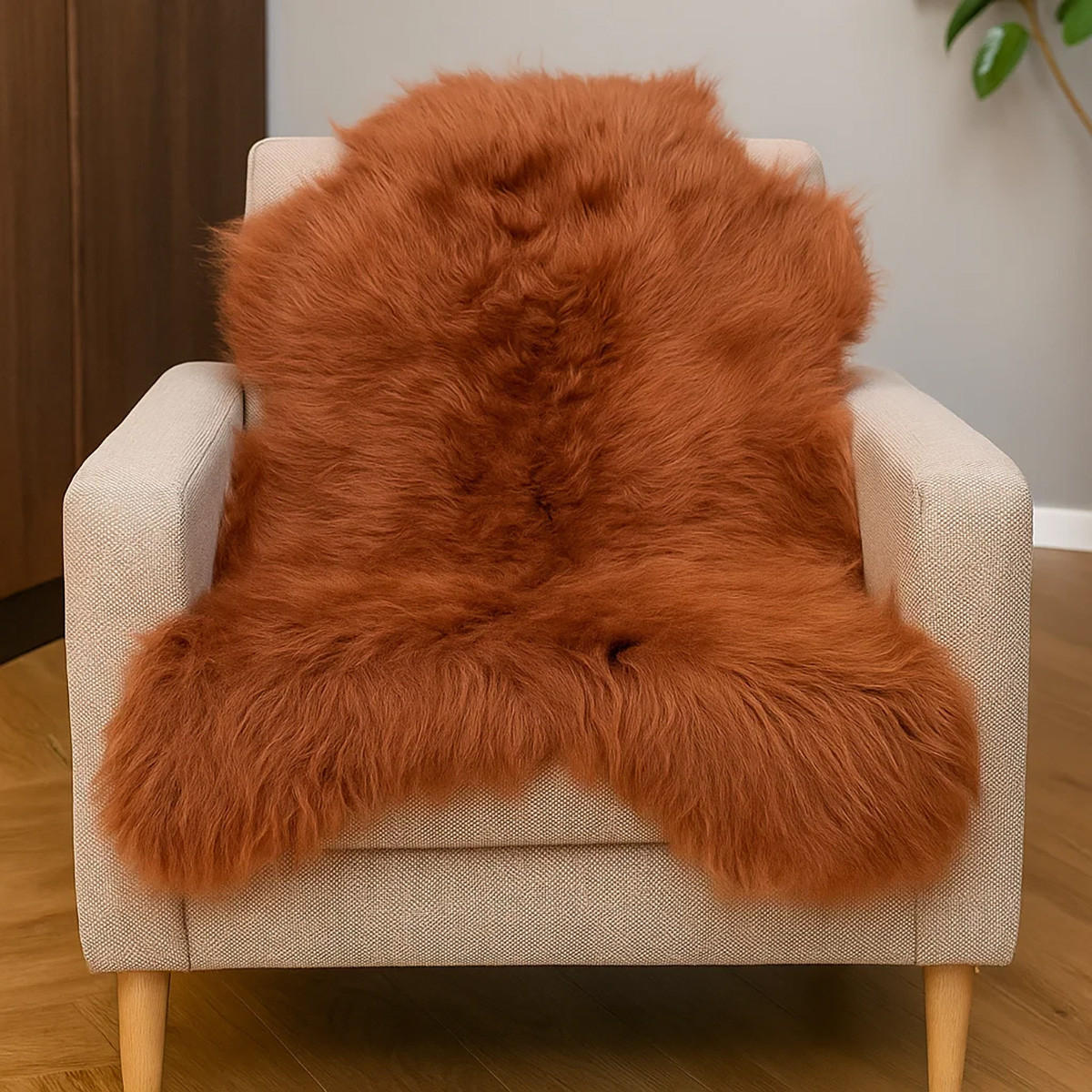 SCHAFFELL Island Kastanienbraun Langhaar 2. Wahl ca. 110 cm - Kastanienfarben/Rotbraun, Fell (60/110cm) - Provellus