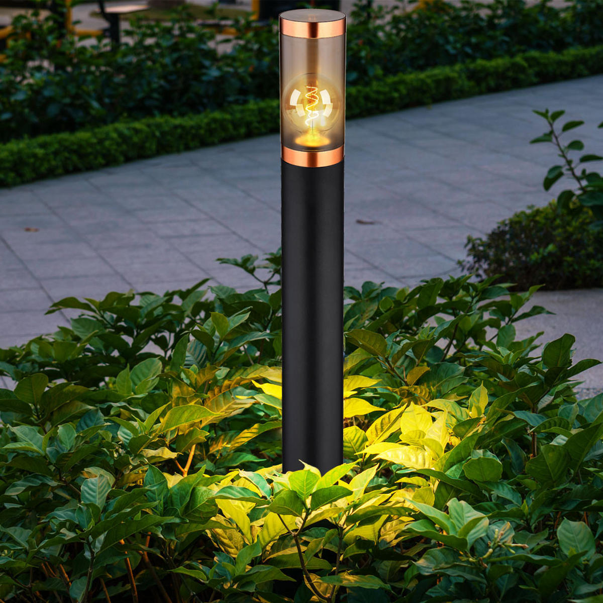 LED STEHLAMPE Edelstahl Schwarz 2er Set - Schwarz, Metall (7.6/7.6/110cm) - Globo Lighting