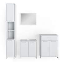 BADMÖBEL-SET Kiko Weiß 4 Teile, mit Hochschrank und Kommode - Weiß, Holzwerkstoff (58/60/33cm) - Vicco