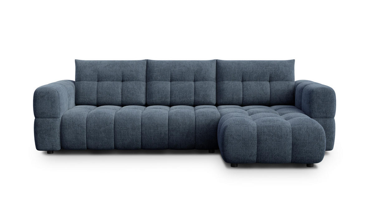 ECKSOFA CLOUDI 4-Sitzer rechts, marineblau - Blau/Schwarz, Holz/Textil (294/160cm) - Courtois Laville