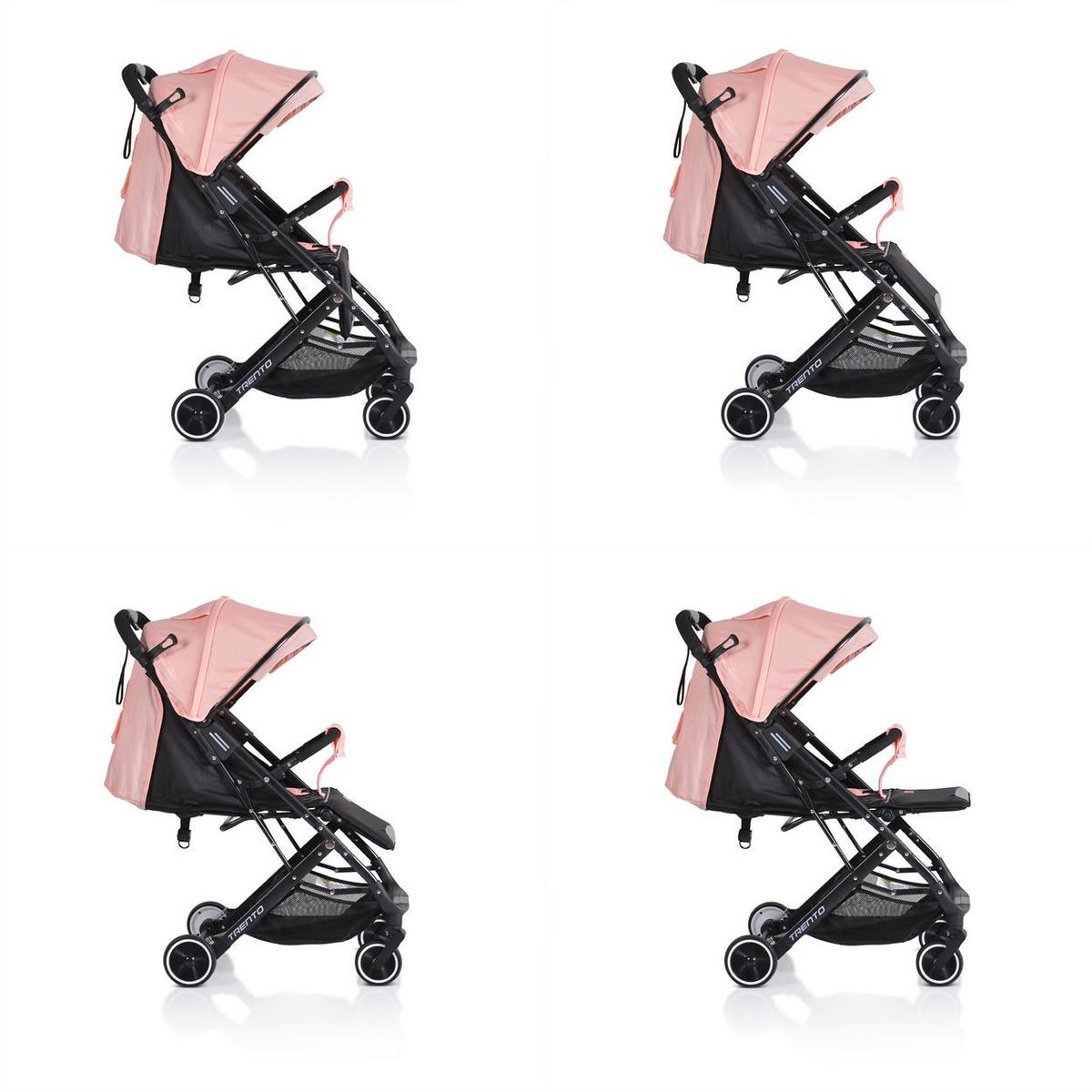 BUGGY Trento rosa faltbar Moskitonetz Getränkehalter Hinterradbremse - Rosa, Metall (64/50/98cm) - Moni