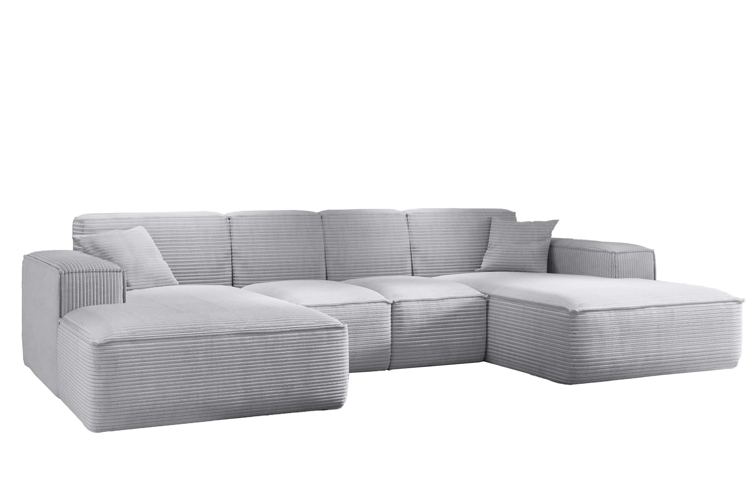 ECKSOFA, Eckcouch U form, Wohnzimmer Couch Large 342cm SIENA stoff Poso Grau - Grau, Holz/Textil (344/165cm) - Kaiser Möbel