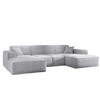 ECKSOFA, Eckcouch U form, Wohnzimmer Couch Large 342cm SIENA stoff Poso Grau - Grau, Holz/Textil (344/165cm) - Kaiser Möbel