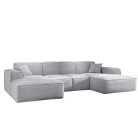ECKSOFA, Eckcouch U form, Wohnzimmer Couch Large 342cm SIENA stoff Poso Grau - Grau, Holz/Textil (344/165cm) - Kaiser Möbel