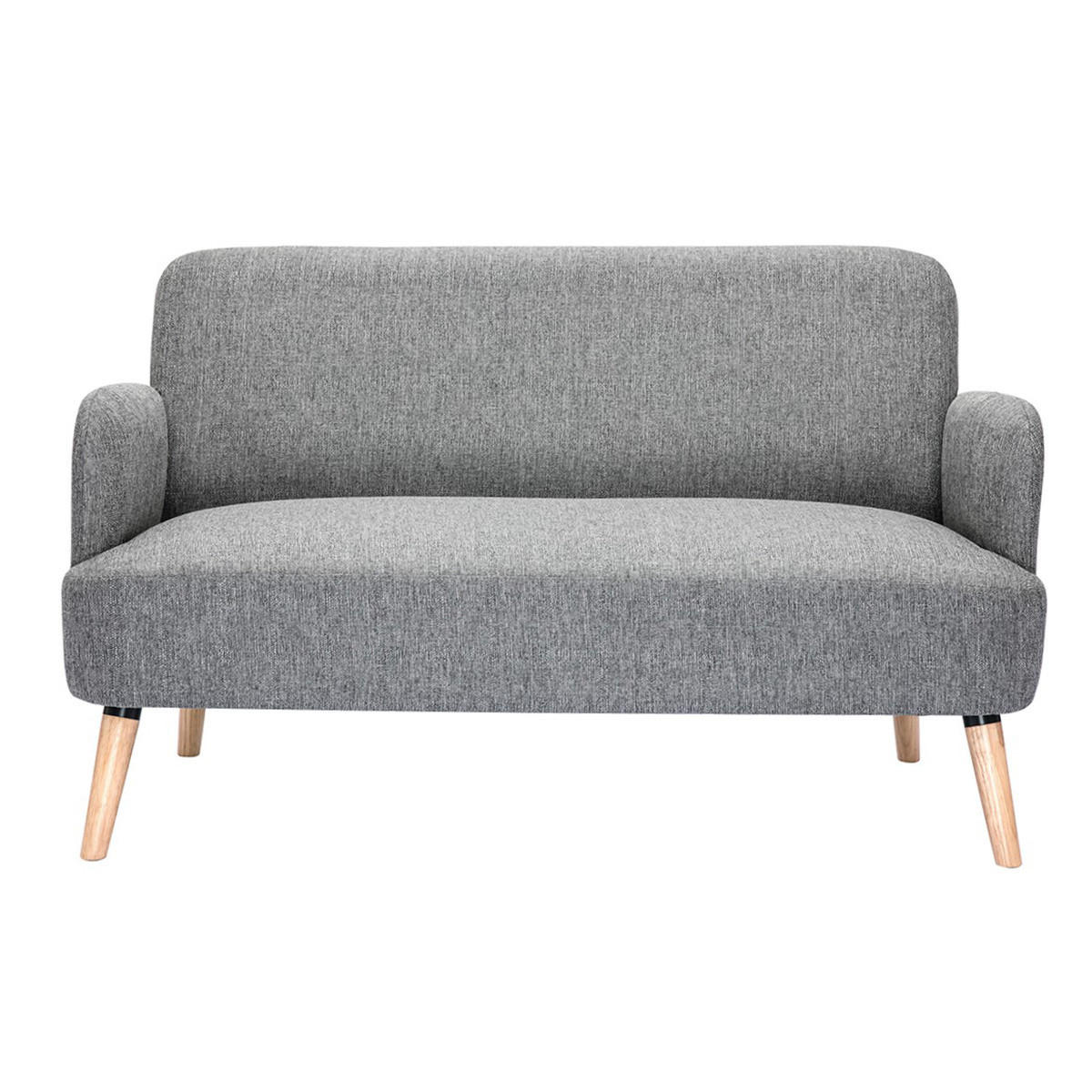 SOFA 2-Sitzer Hellgrauer Stoff Helles Holz ISKO - Hellgrau, Textil (131/81/76.5cm) - Miliboo