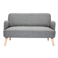 SOFA 2-Sitzer Hellgrauer Stoff Helles Holz ISKO - Hellgrau, Textil (131/81/76.5cm) - Miliboo