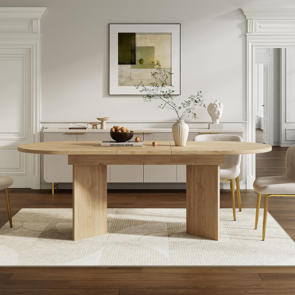 ESSTISCH Klappbar Erweiterbar stabile Tischplatte,Wohnzimmertisch abgerundete Ecken modernes Design 4–8 Personen - Eichefarben, Holzwerkstoff (160/80/75.5cm) - EVRYAE
