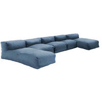GARTENSOFA mit 5 Sitzplätzen, Pazifikblau - Blau, Textil - Oviala