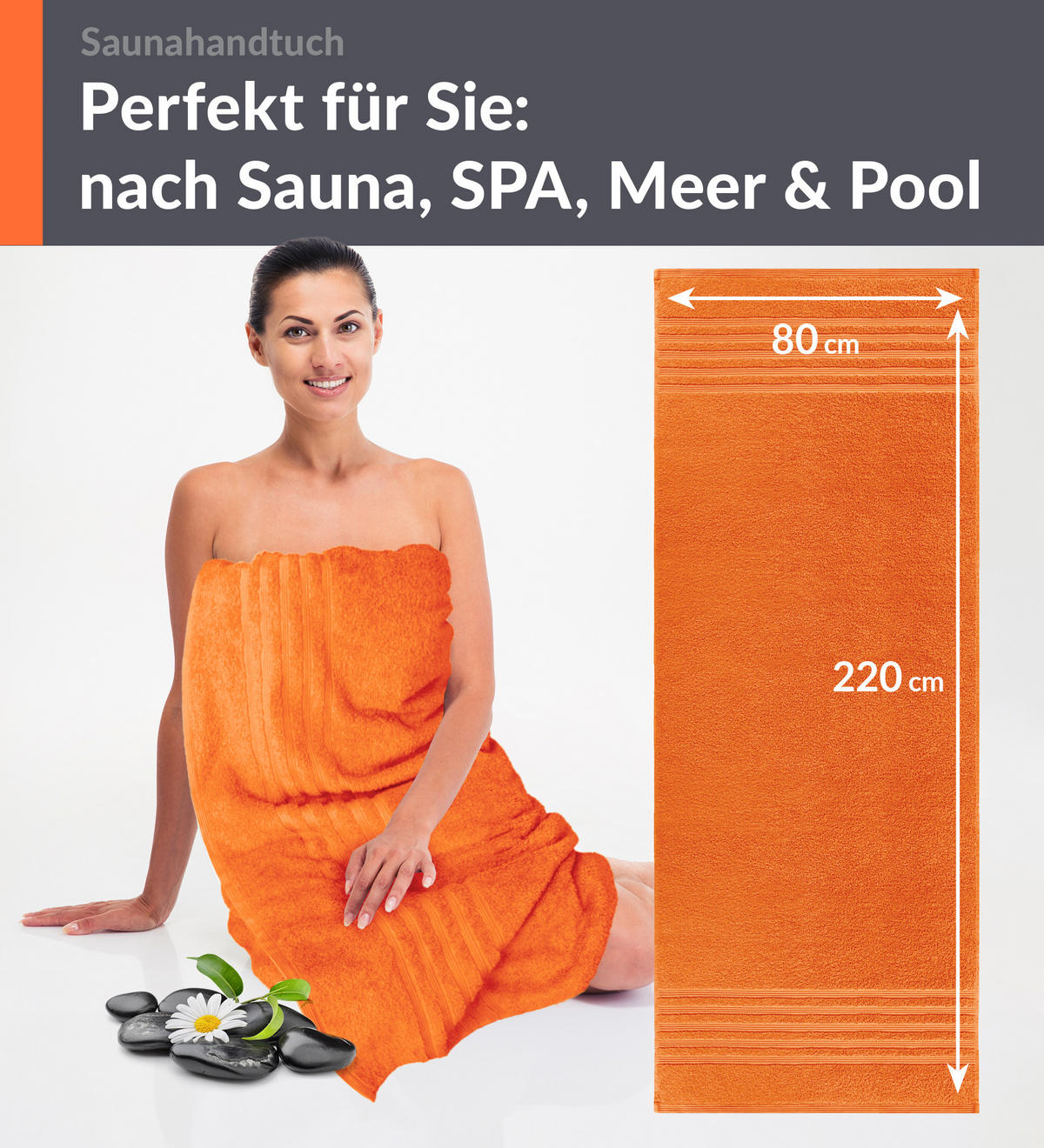 SAUNATUCH London Clementinen Orange 80x220 cm - Orange, Textil (80/220cm) - Lashuma