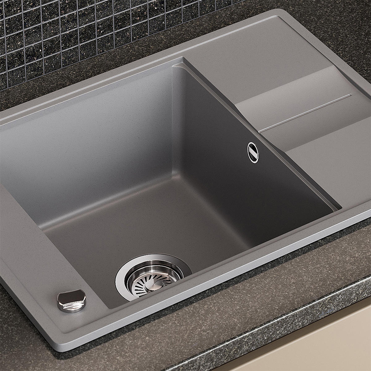 SPÜLBECKEN Osaka Grau 67 x 50 cm - Grau, Keramik (67/20/50cm) - Bergstroem