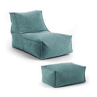 SITZSACK mit Hocker Der Gelassene - Blau, Textil (60/65/150cm) - Mokebo