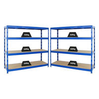SCHWERLASTREGAL Rhino 2er-Set mit 2x 180x160x60 cm 4 Spanplatten-Ebenen 8mm Fachlast 500 kg Blau-Orange - Orange, Metall (320/180/60cm) - PROREGAL