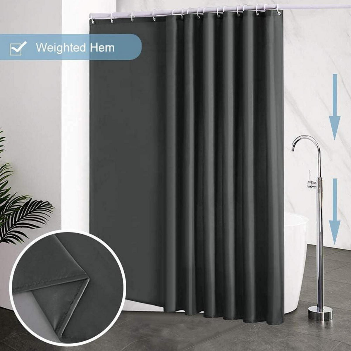 DUSCHVORHANG Dunkelgrau 240 x 180 cm - Anthrazit, Textil (240/180cm)