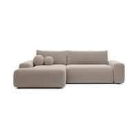 ECKSOFA RUOTA Beige Boucle-Stoff mit Schlaffunktion - Beige, Holz (264/162cm) - MASSENO