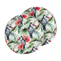 GARTENKISSEN 2er-Set Vogelmotiv mehrfrbig 40 cm Mallare - Multicolor, Textil (40/40cm) - Beliani