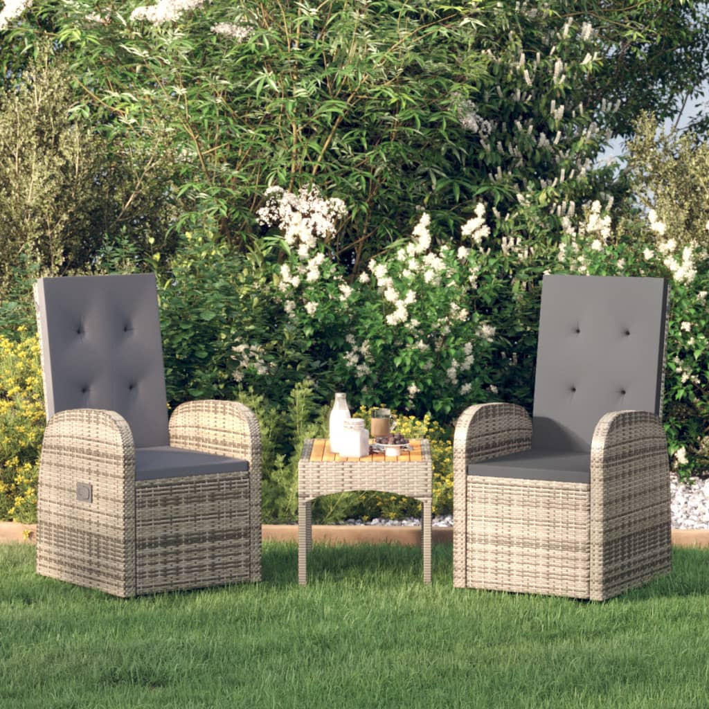 GARTEN-LIEGESTÜHLE 2 Stk. mit Auflagen Poly Rattan Grau - Grau, Kunststoff (57/106/57cm) - furnicato