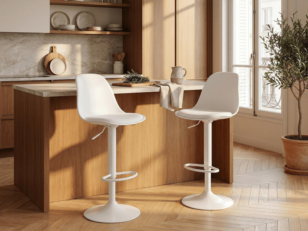 BARHOCKER - 41 cm x 39 cm - plastik - weiß Xafy - Weiß, Kunststoff/Metall (41/101.5/39cm) - Vente-Unique