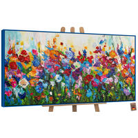 GEMÄLDE Blumige Farben Schattenfugenrahmen Blau 100x50 cm - Blau, Holz (100/50cm) - YS-art gallery