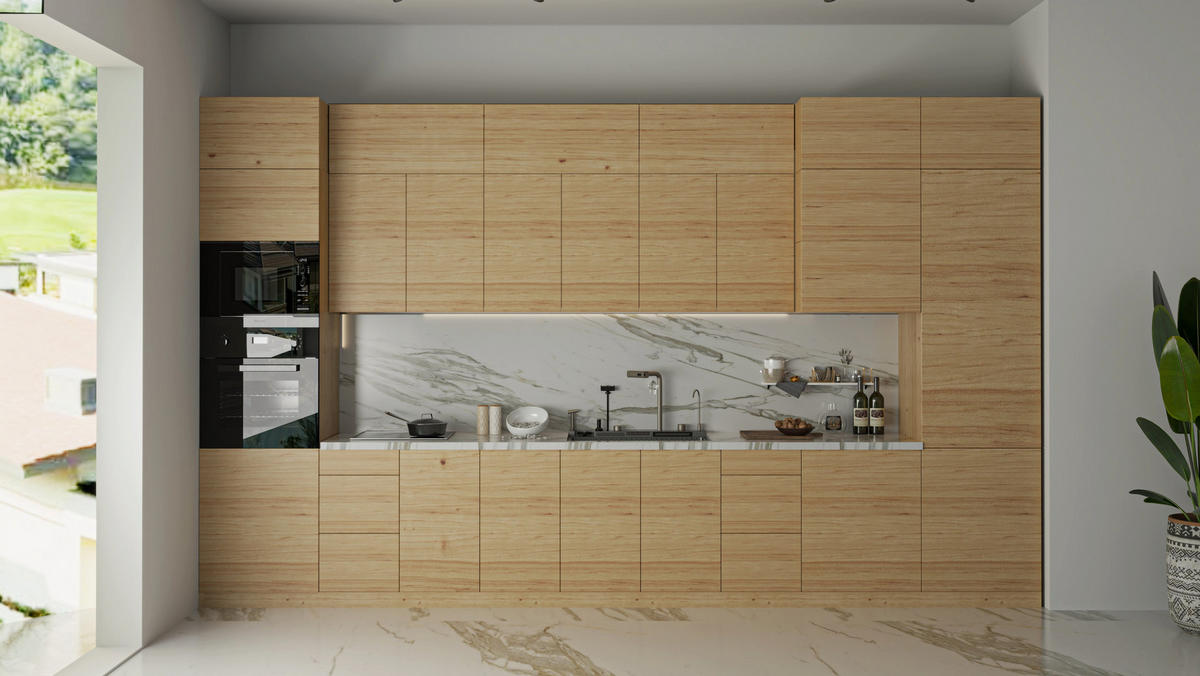 KÜCHENZEILE – Küchenblock 420 cm VELORA – KU-S40 – Eiche Artisan - Eiche Artisan, Holzwerkstoff (420/248/58cm) - hi-markt