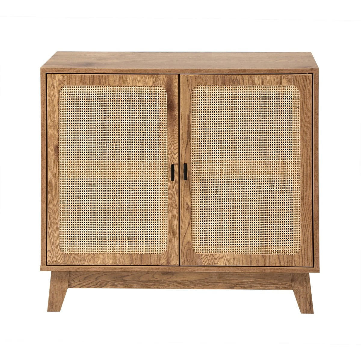 SIDEBOARD mit 2 Türen aus natürlichem Rattan 35/75/80 cm - Nussbaumfarben, Holzwerkstoff (35/75/44.5cm) - Calicosy