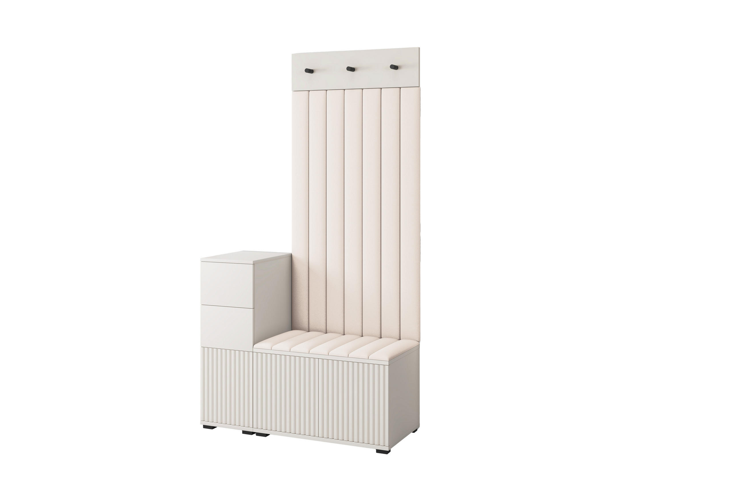 GARDEROBE Ritmo version 9 mit Spiegel, mit POLSTERPANEELEN Creme - Creme, Holzwerkstoff (100/185/40cm) - Jerpax