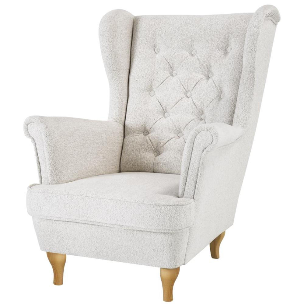 CHESTERFIELD-SESSEL Falco beige mit Buche Holzbeinen - Beige, Holz/Textil (82/102/92cm) - Beautysofa