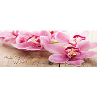 GLASBILD 80x30 cm Spruch Orchidee Rosa Beige - Braun, Glas (80/30cm) - artissimo