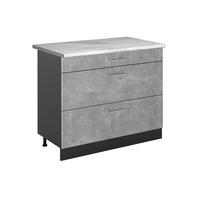 SPODNÍ SKŘÍŇKA KUCHYŇSKÉ LINKY R-Line, Beton/Antracit, 100 cm pracovná doska Mramor - šedá/antracitová, kompozitní dřevo (100/81.6/60cm) - Vicco