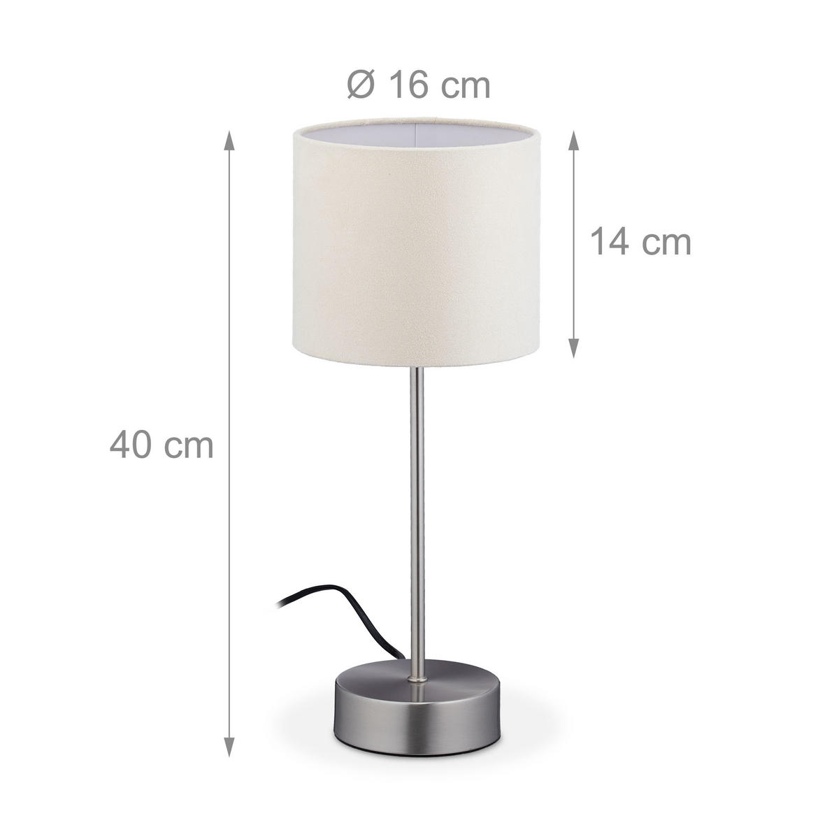 NACHTTISCHLAMPE - Multicolor, Textil/Metall (16/16/40cm) - Relaxdays