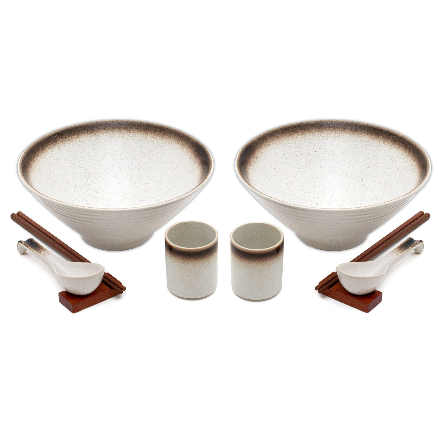 RAMEN SCHÜSSEL SET für 2 Personen aus Keramik - Weiß, Keramik - Intirilife