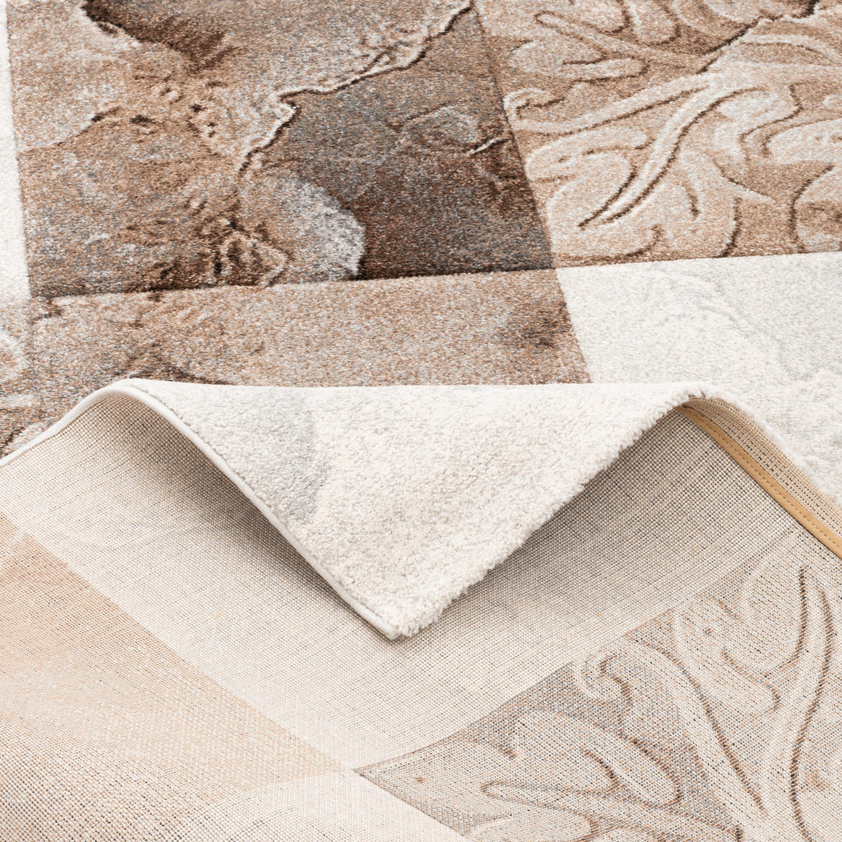 DESIGNER TEPPICH MAUI KARO BAROCK - Beige/Braun, Textil (140/200cm) - Pergamon